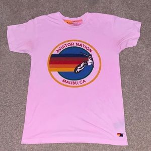 Kids Aviator Nation Tee- Neon Pink